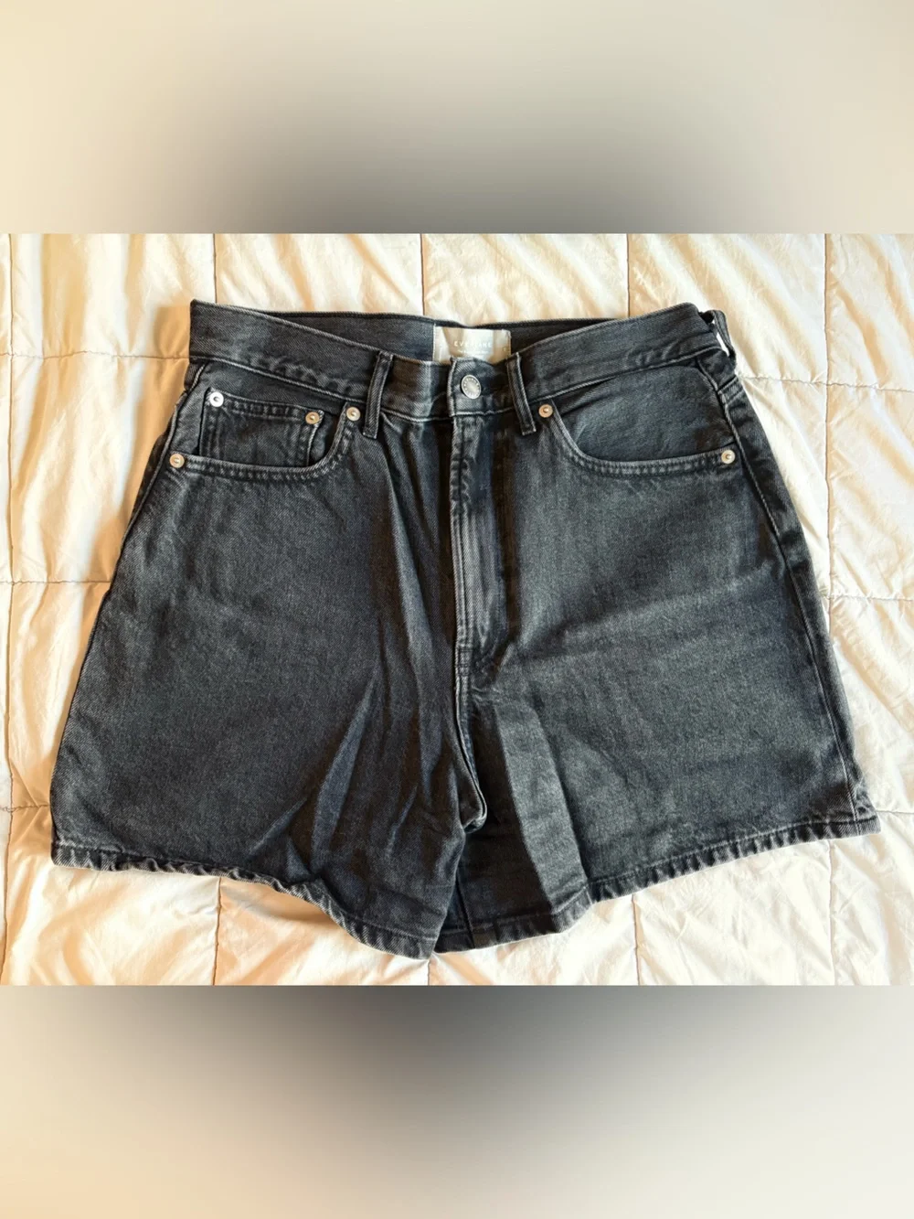Everlane A Line Black Denim Shorts